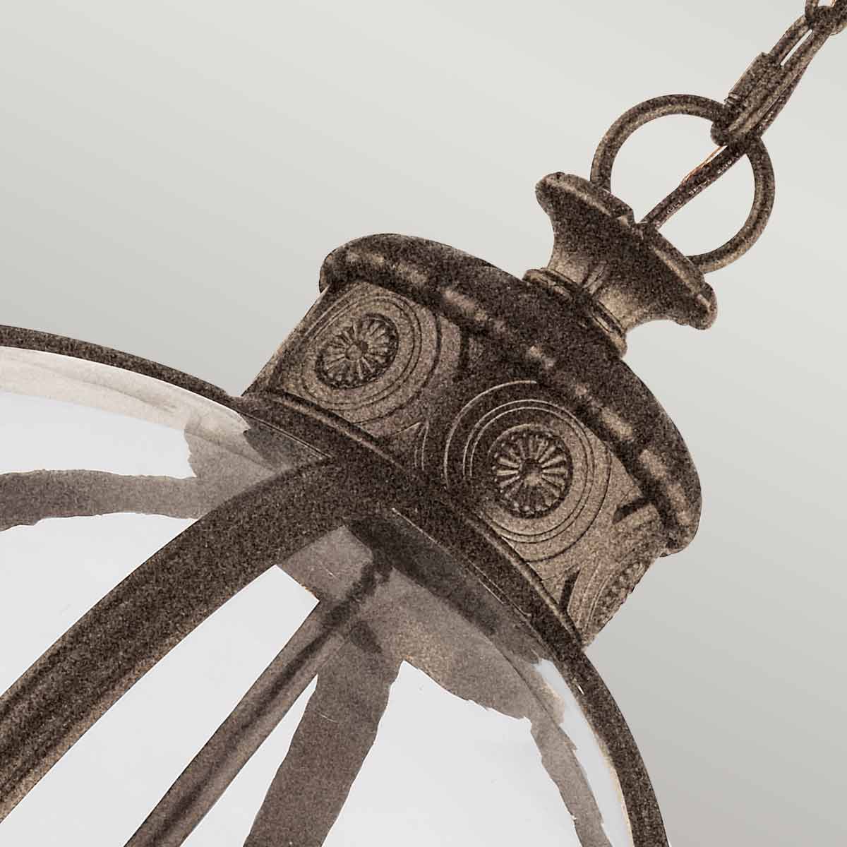 Lampa wisząca kula 50cm (metal - szkło) brytyjski brąz, do salonu sypialni (4xE14) Feiss (Adams)