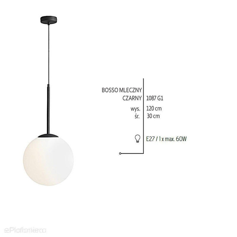 Lampa wisząca kula Bosso Medium 30 Black - Aldex (E27) 1087G1