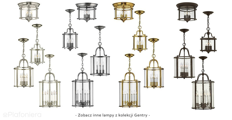 Lampa wisząca latarnia Gentry (nikiel) do jadalni / salonu - Hinkley, 35cm / 6xE14