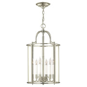 Lampa wisząca latarnia Gentry (nikiel) do jadalni / salonu - Hinkley, 35cm / 6xE14