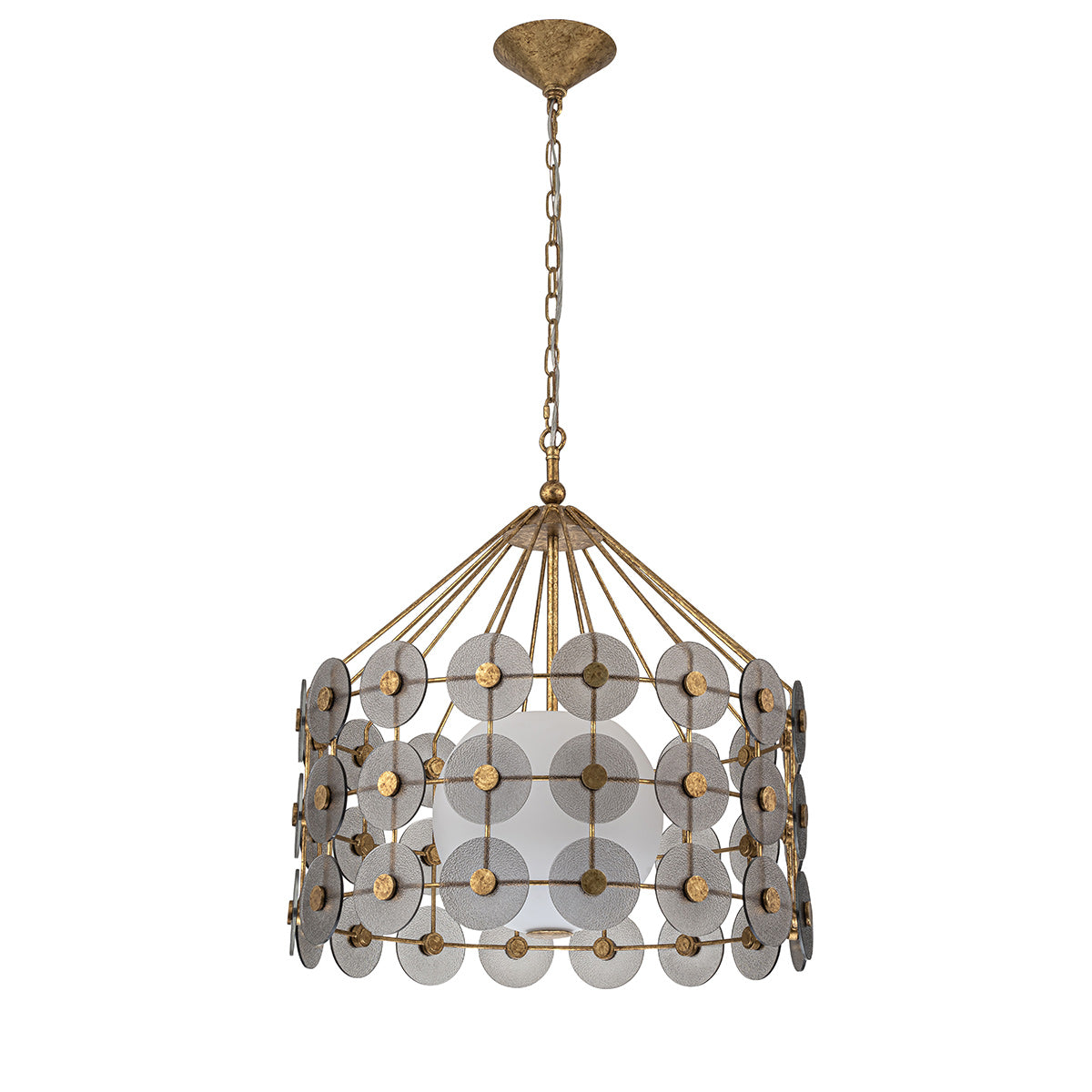 Lampa wisząca Meridian - 3 źródła światła - Przecierane złoto, Quintiesse - ePlafoniera.pl