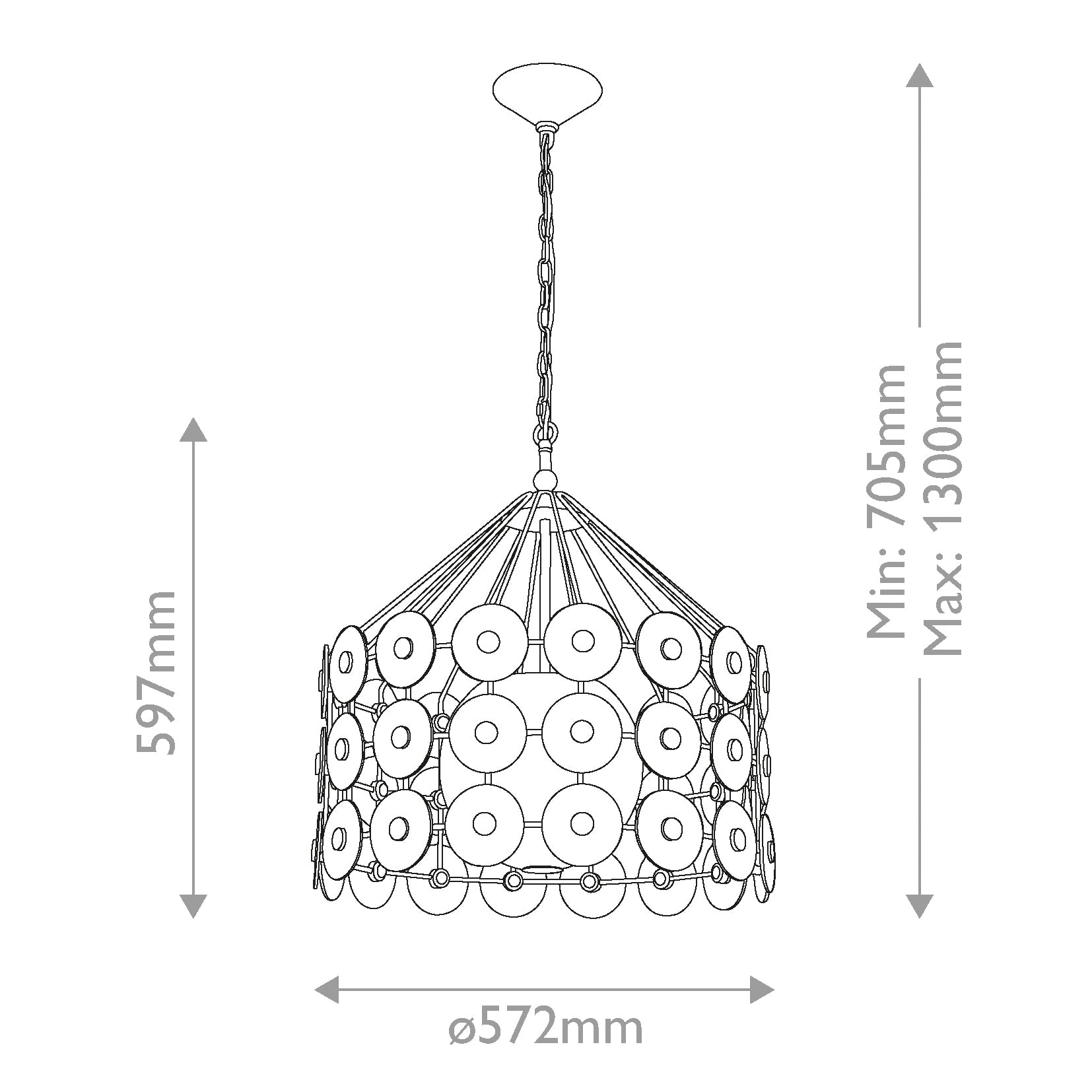 Lampa wisząca Meridian - 3 źródła światła - Przecierane złoto, Quintiesse - ePlafoniera.pl