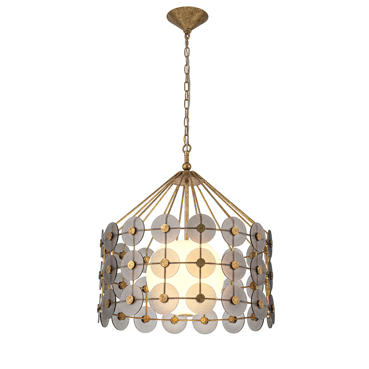 Lampa wisząca Meridian - 3 źródła światła - Przecierane złoto, Quintiesse - ePlafoniera