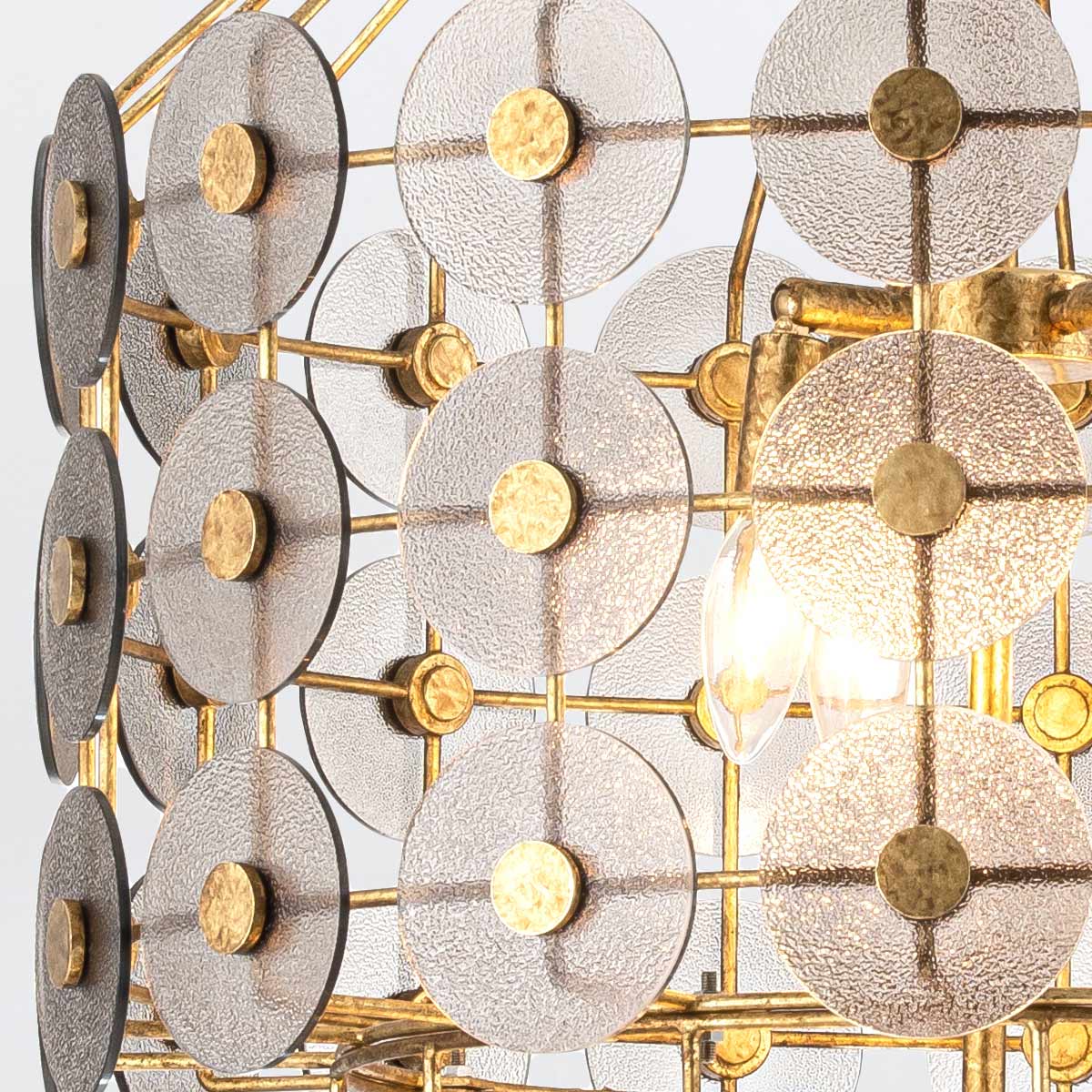 Lampa wisząca Meridian - 9 źródeł światła - Przecierane złoto, Quintiesse - ePlafoniera.pl