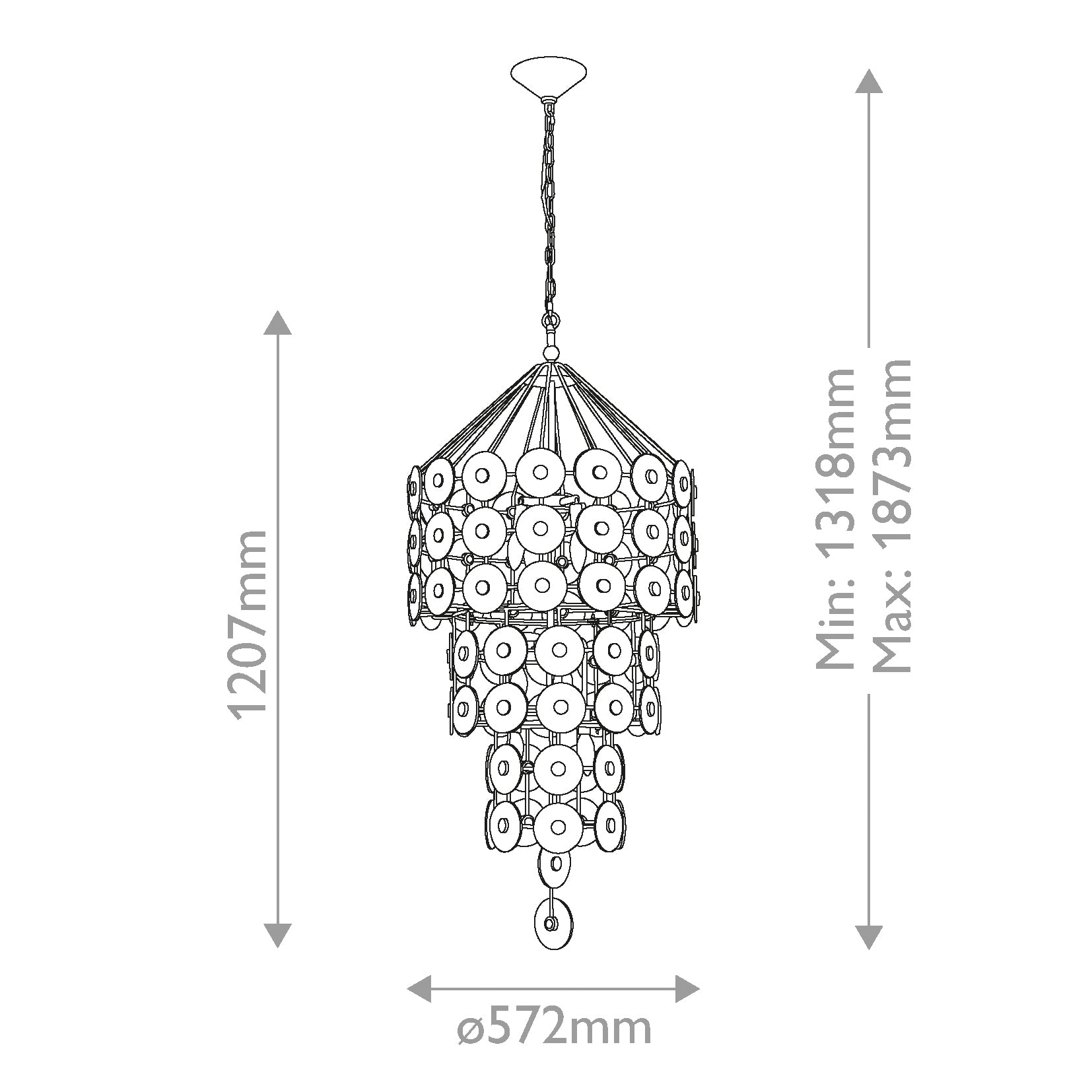 Lampa wisząca Meridian - 9 źródeł światła - Przecierane złoto, Quintiesse - ePlafoniera.pl