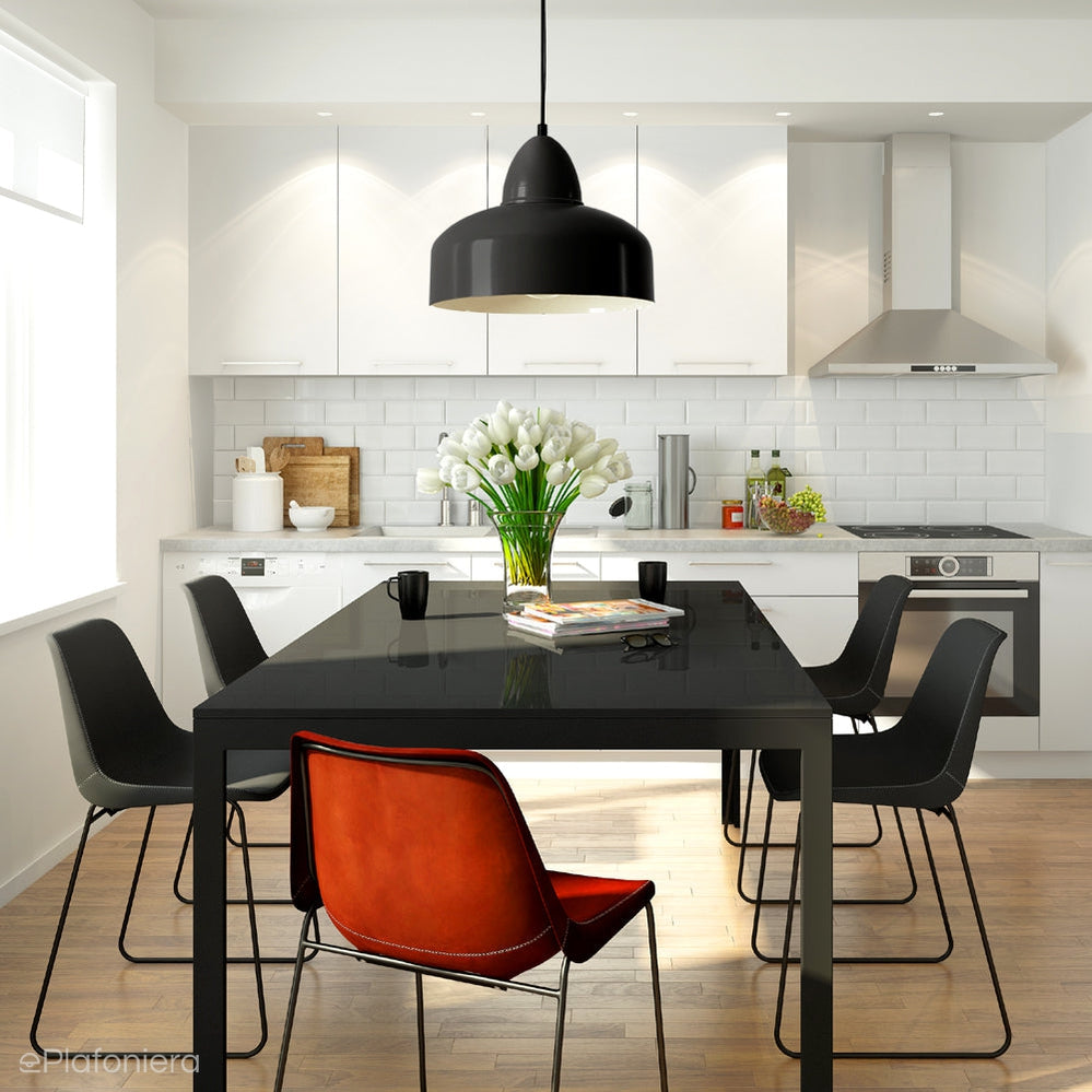Lampa wisząca nad wyspę nowoczesna, czarna metalowa, Como Black (Aldex)