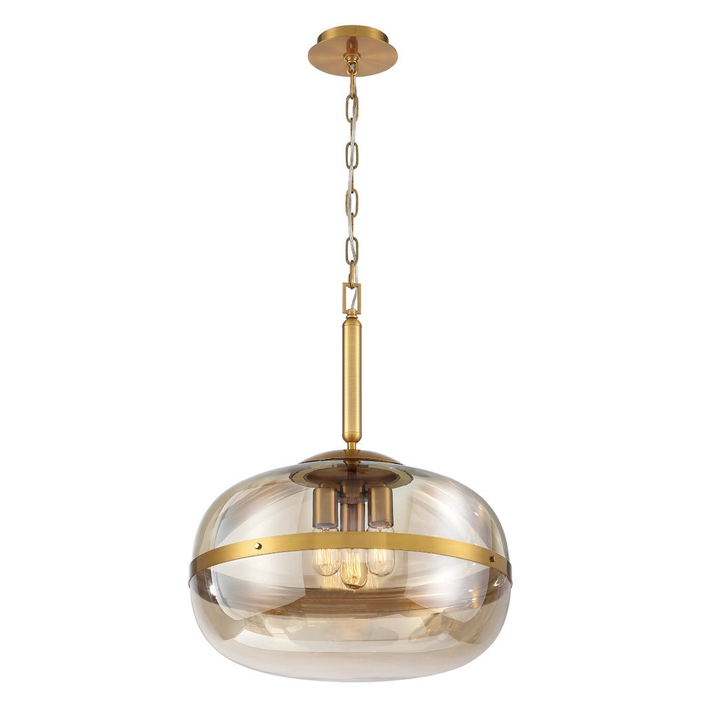 Mosiężna szklana lampa wisząca Nottingham (3 źródła światła)