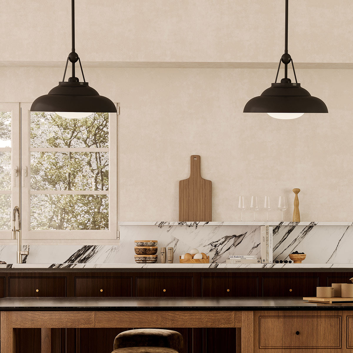 Lampa wisząca Palmetto - 1 źródło światła - Miejski brąz, Alora - ePlafoniera.pl