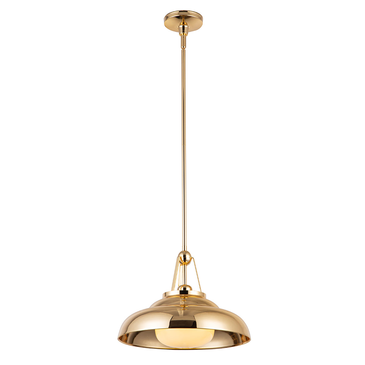 Lampa wisząca Palmetto - 1 źródło światła - Polerowany mosiądz, Alora - ePlafoniera