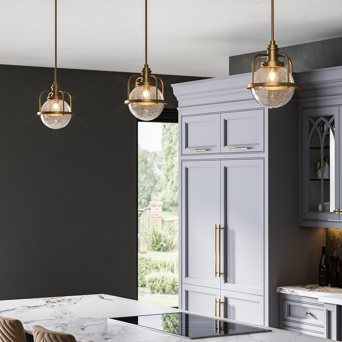 Lampa wisząca/ Plafon Triocent - 1 źródło światła - Naturalny mosiądz, Kichler - ePlafoniera.pl