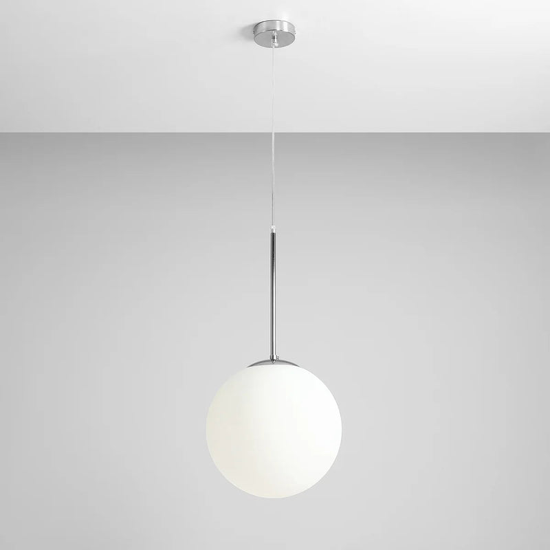 Lampa wisząca pojedyncza Bosso Medium 30 Chrome - Aldex, jedna mleczna kula 1xE27, 1087G4