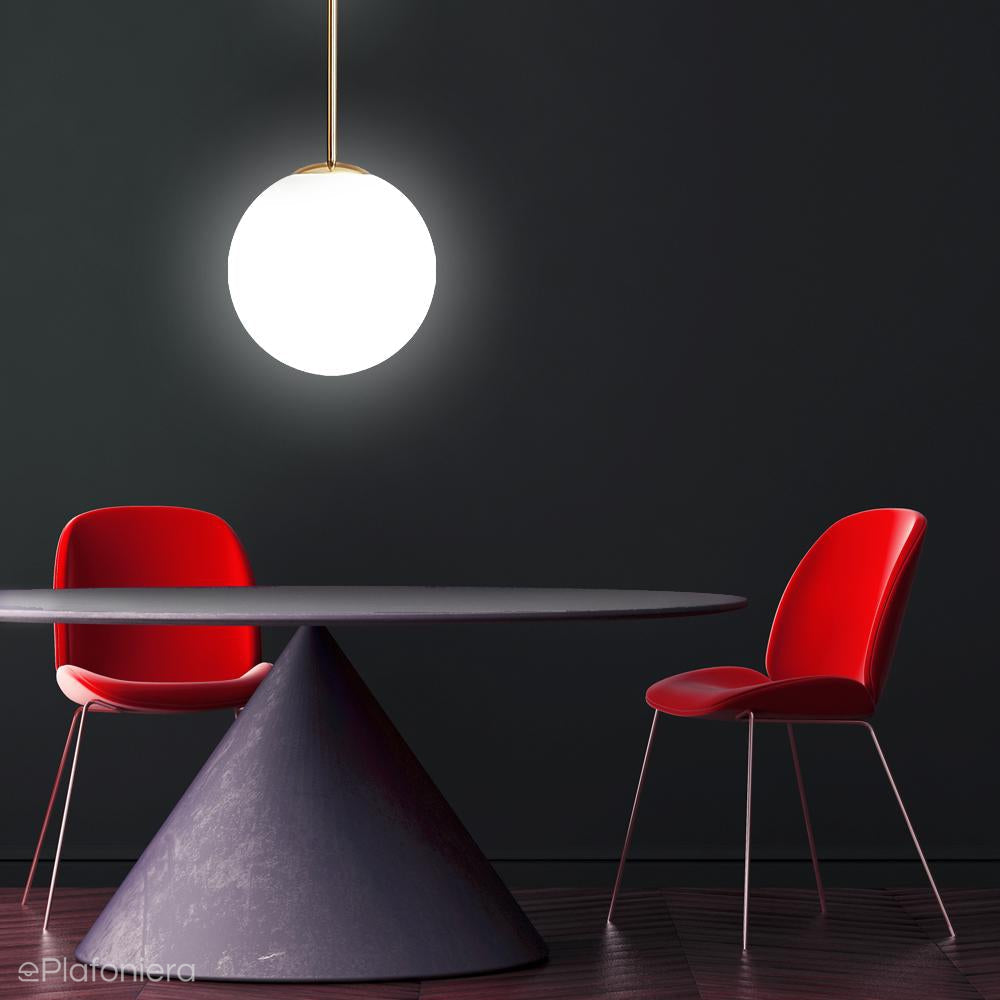 Lampa wisząca pojedyncza, zawiesie złote (30cm) jedna mleczna kula 1xE27, Aldex (Bosso) 1087G30 - ePlafoniera