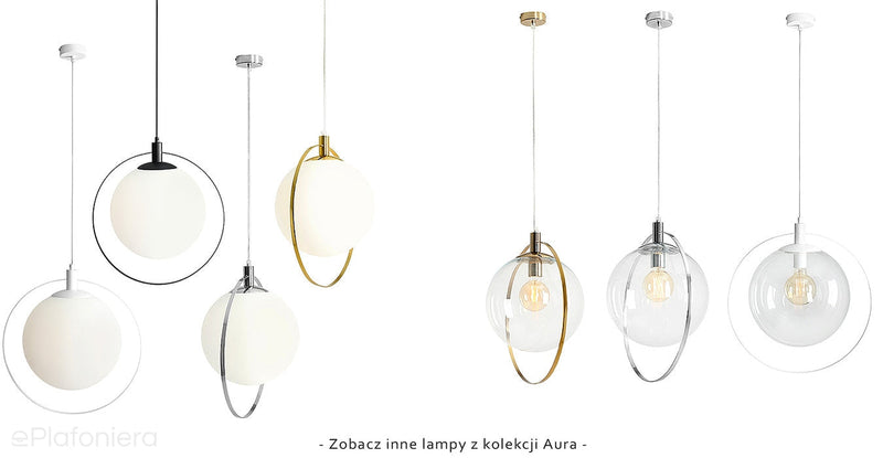 Lampa wisząca pojedyncza - kula mleczna, (ramka biała) 1xE27, Aldex (Aura)1049G