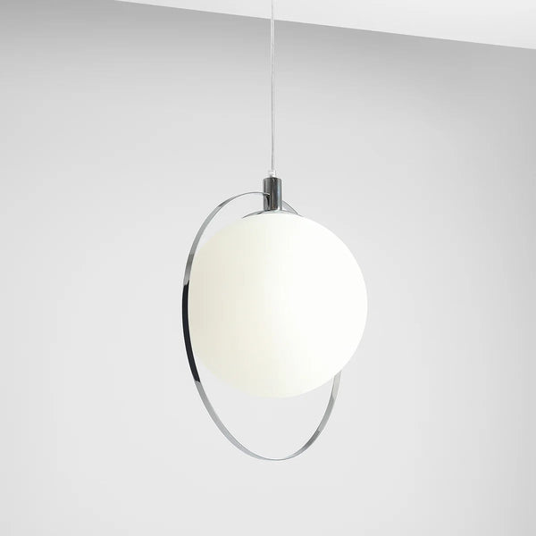 Lampa wisząca pojedyncza - kula mleczna, (ramka chrom) 1xE27, Aldex (Aura)1049G4