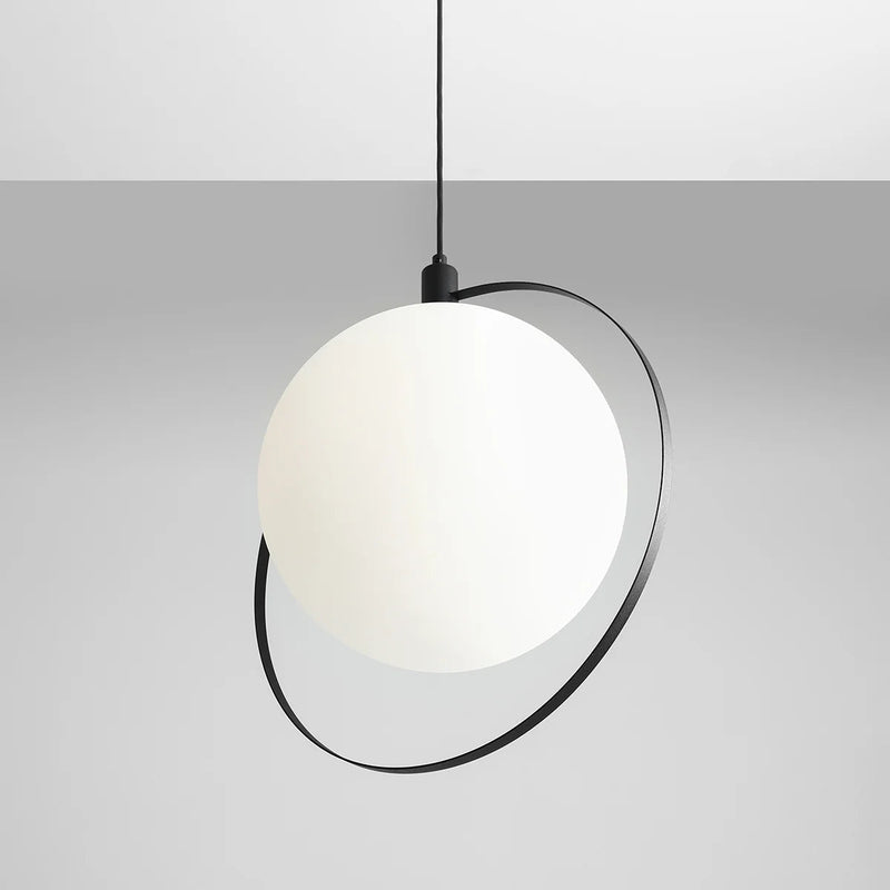 Lampa wisząca pojedyncza - kula mleczna, (ramka czarna) 1xE27, Aldex (Aura)1049G1