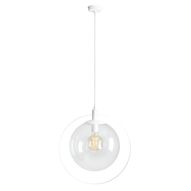 Lampa wisząca pojedyncza - kula przezroczysta, (ramka biała) 1xE27, Aldex (Aura) 1065G