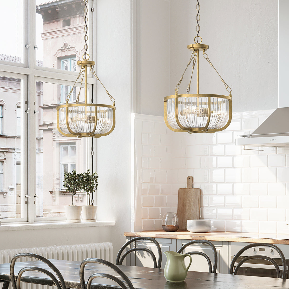 Lampa wisząca/ Półplafon Roux - 3 źródła światła - Naturalny mosiądz, Kichler - ePlafoniera.pl
