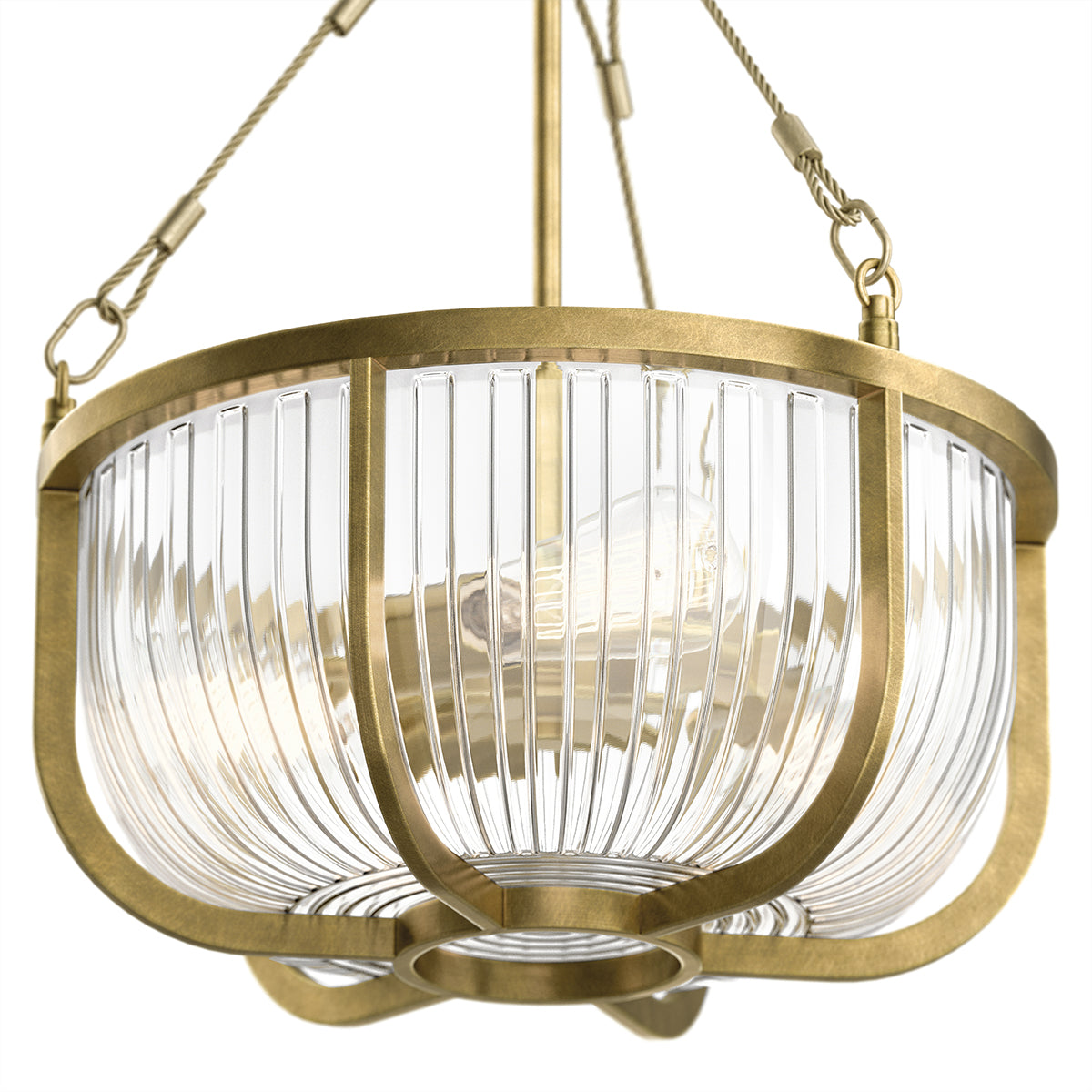 Lampa wisząca/ Półplafon Roux - 3 źródła światła - Naturalny mosiądz, Kichler - ePlafoniera.pl