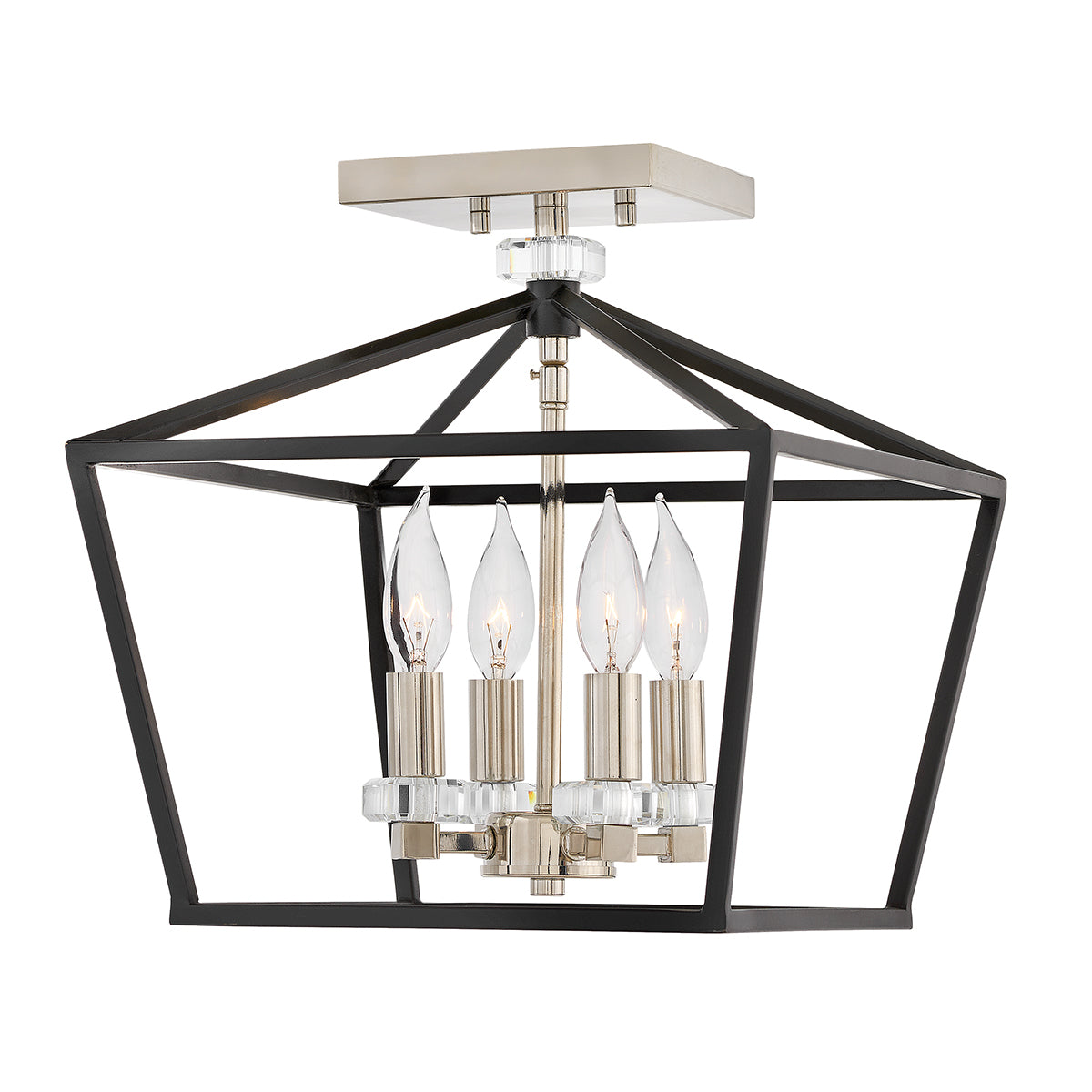 Lampa wisząca/ Półplafon Stinson - 4 źródła światła - Czarna/ Polerowany nikiel, Hinkley - ePlafoniera.pl