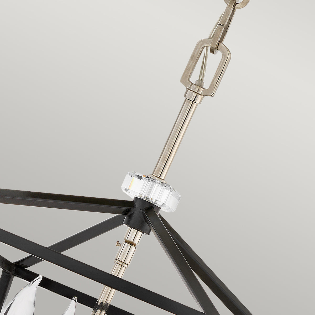 Lampa wisząca/ Półplafon Stinson - 4 źródła światła - Czarna/ Polerowany nikiel, Hinkley - ePlafoniera.pl