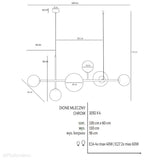 Lampa wisząca poziomy żyrandol, zawiesie chrom, 6 mleczne kule (4xE14/2xE27) Aldex (Dione) 1092K4