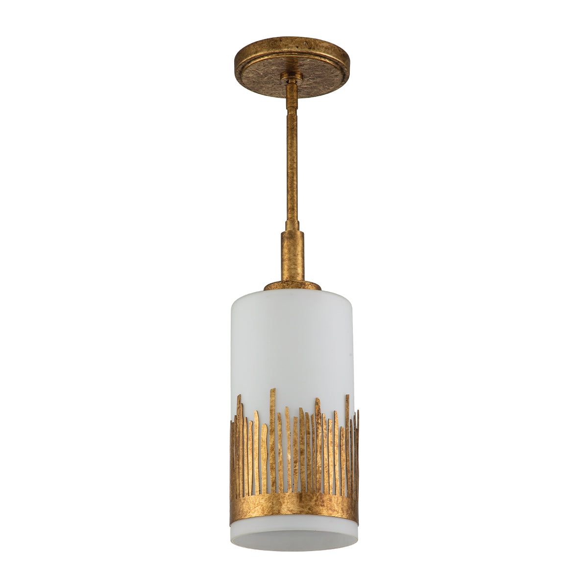 Lampa wisząca Sawgrass - 1 źródło światła - Płatkowe złoto, Quintiesse - ePlafoniera.pl