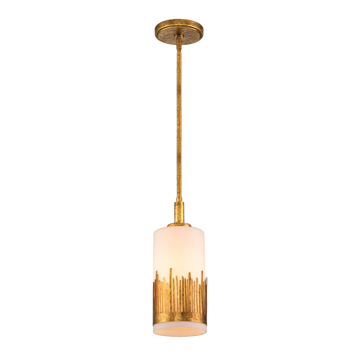 Lampa wisząca Sawgrass - 1 źródło światła - Płatkowe złoto, Quintiesse - ePlafoniera