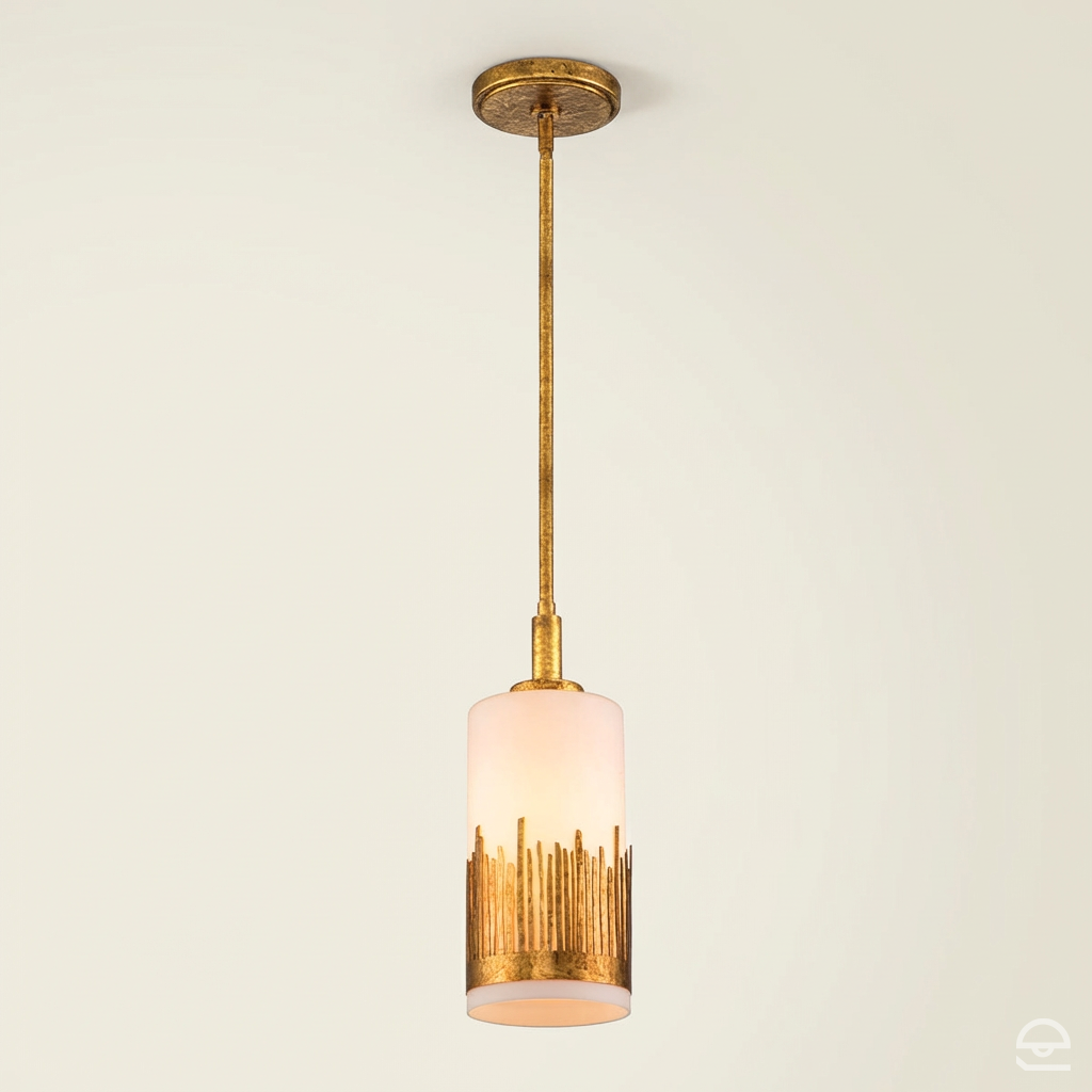 Lampa wisząca Sawgrass - 1 źródło światła - Płatkowe złoto, Quintiesse