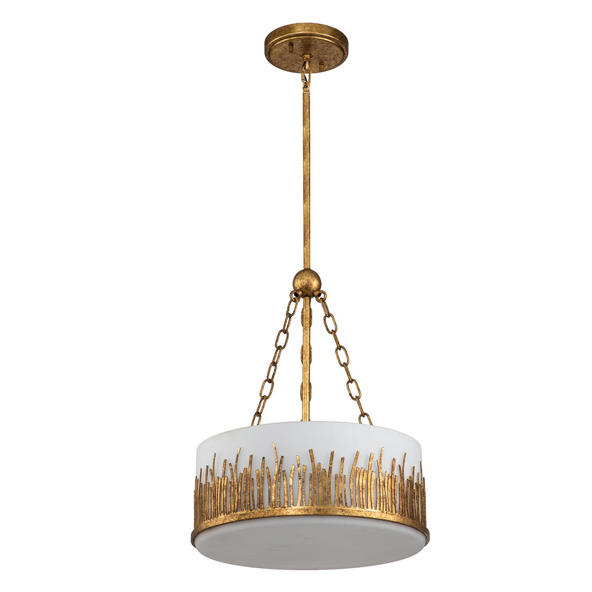Lampa wisząca Sawgrass - 3 źródła światła - Płatkowe złoto, Quintiesse - ePlafoniera.pl