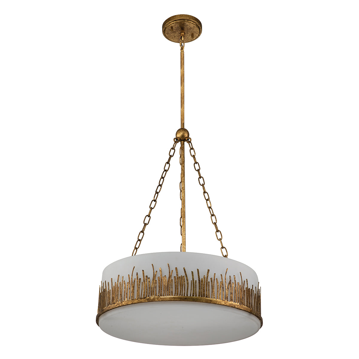 Lampa wisząca Sawgrass - 3 źródła światła - Płatkowe złoto, Quintiesse - ePlafoniera.pl