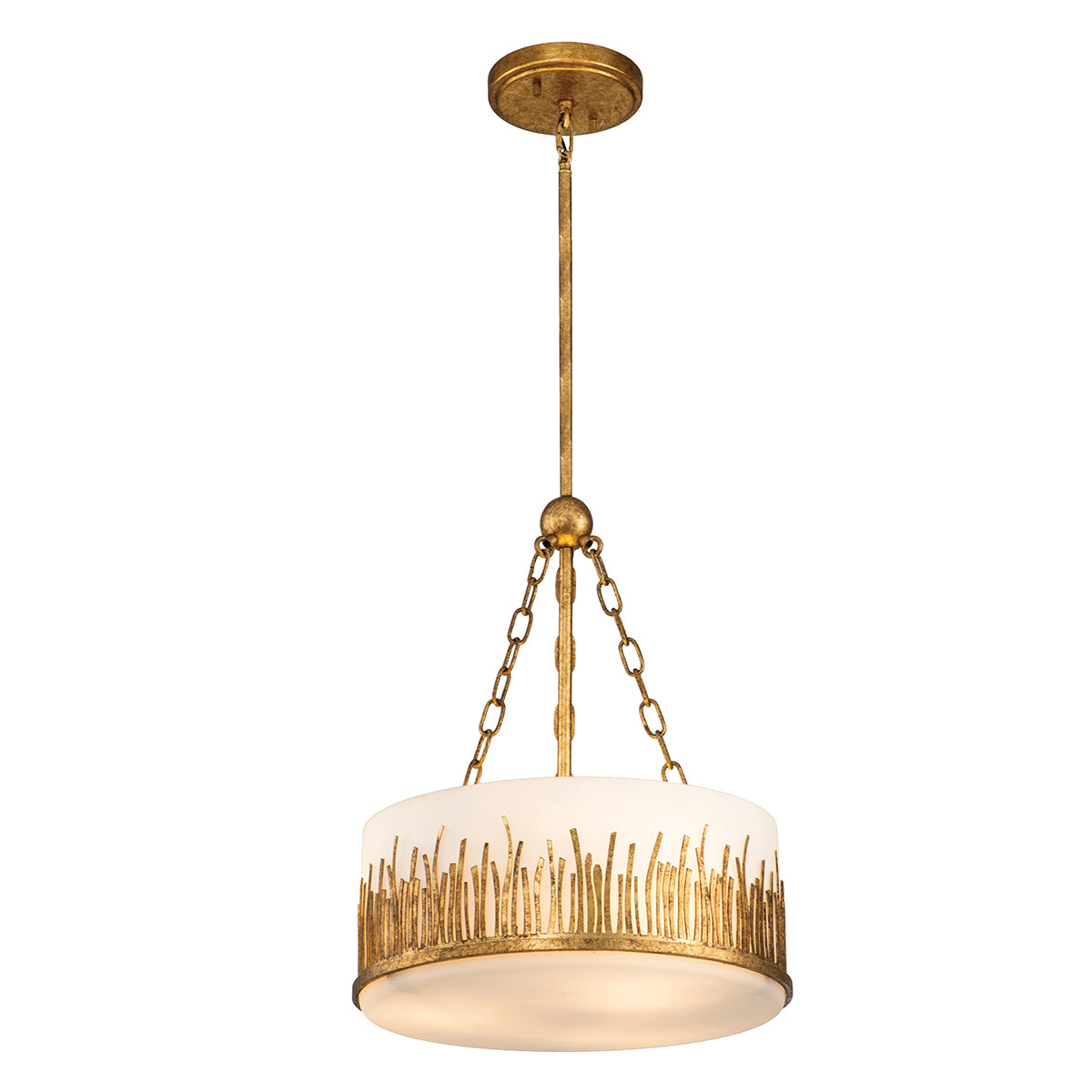 Lampa wisząca Sawgrass - 3 źródła światła - Płatkowe złoto, Quintiesse - ePlafoniera