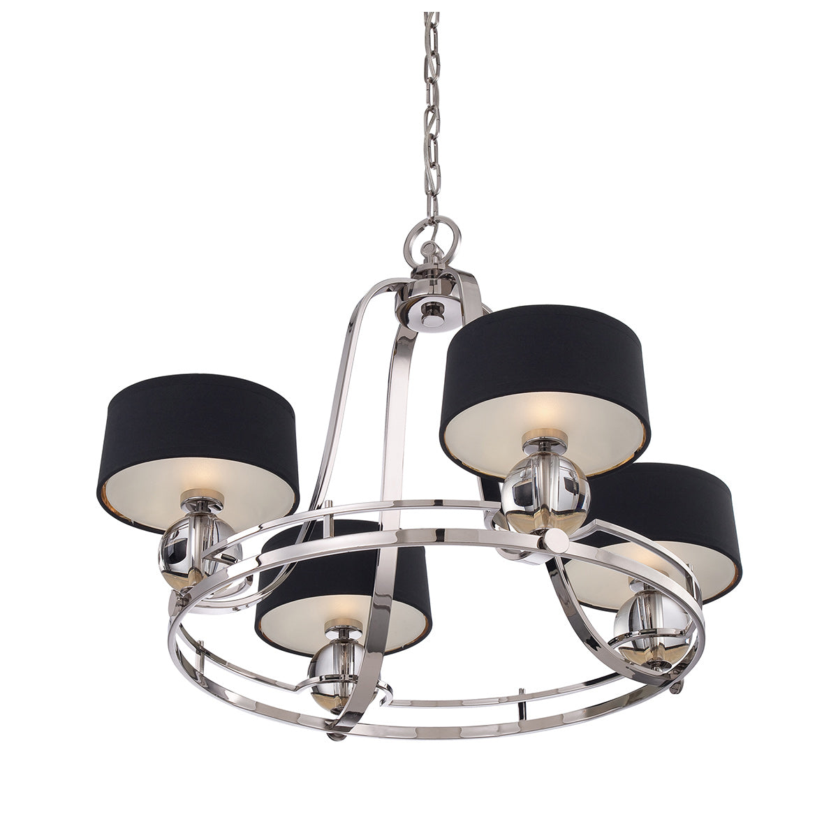 Lampa wisząca srebrna - czarny abażur  (77cm) żyrandol do salonu sypialni jadalni (G9 4x4W) Quoizel (Gotham)