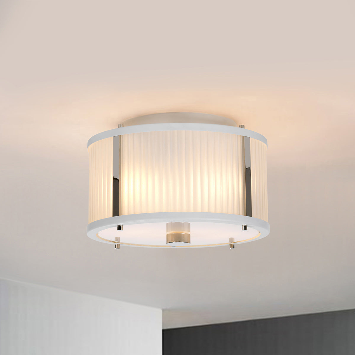Lampa wisząca szklana (biała 30/40cm) do kuchni salonu sypialni (E27) Elstead (Corona)