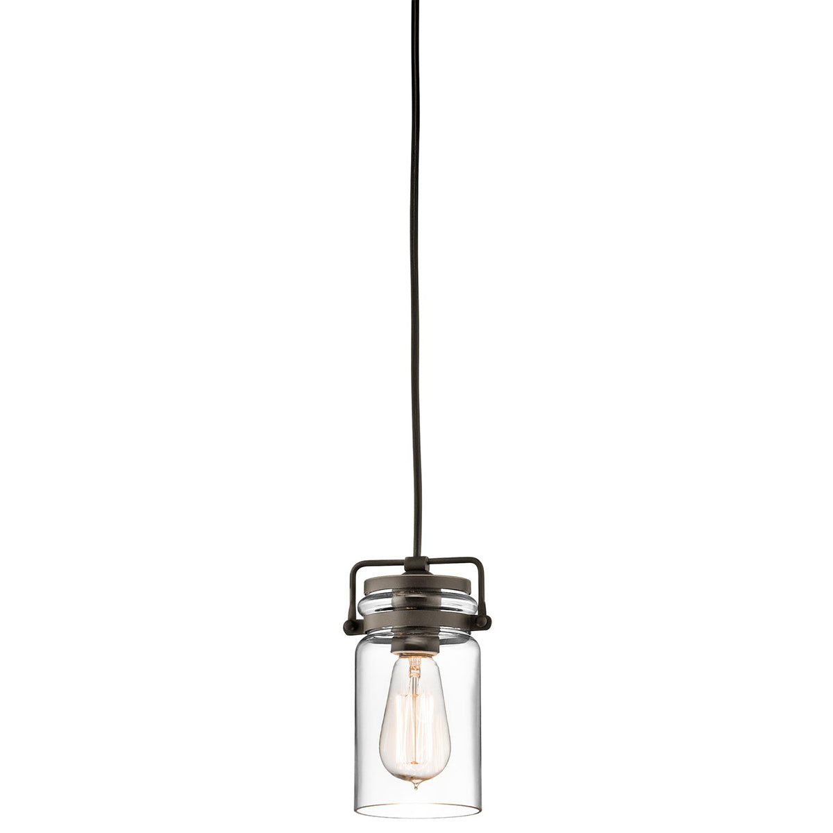 Lampa wisząca szklany klosz (stary brąz) do kuchni salonu 1xE27, Kichler (Brinley)