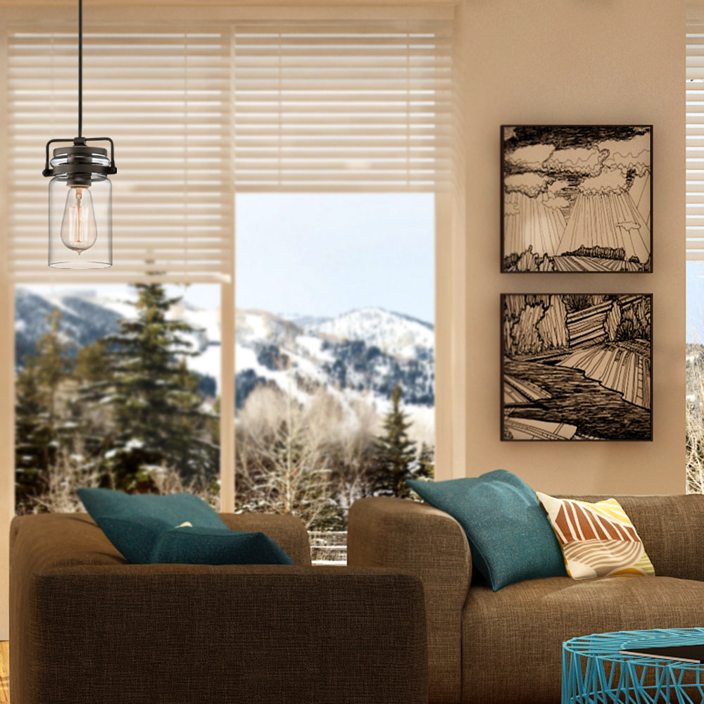 Lampa wisząca szklany klosz (stary brąz) do kuchni salonu 1xE27, Kichler (Brinley)