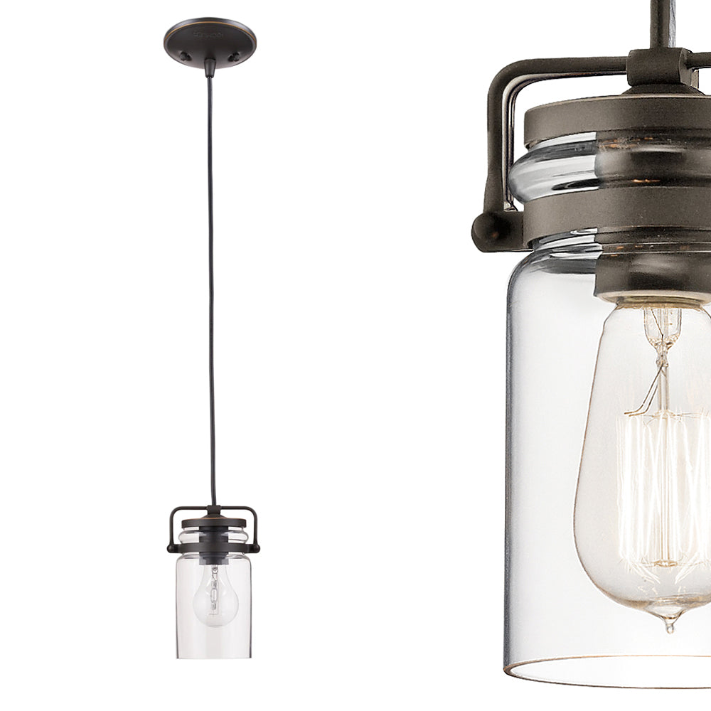 Lampa wisząca szklany klosz (stary brąz) do kuchni salonu 1xE27, Kichler (Brinley)