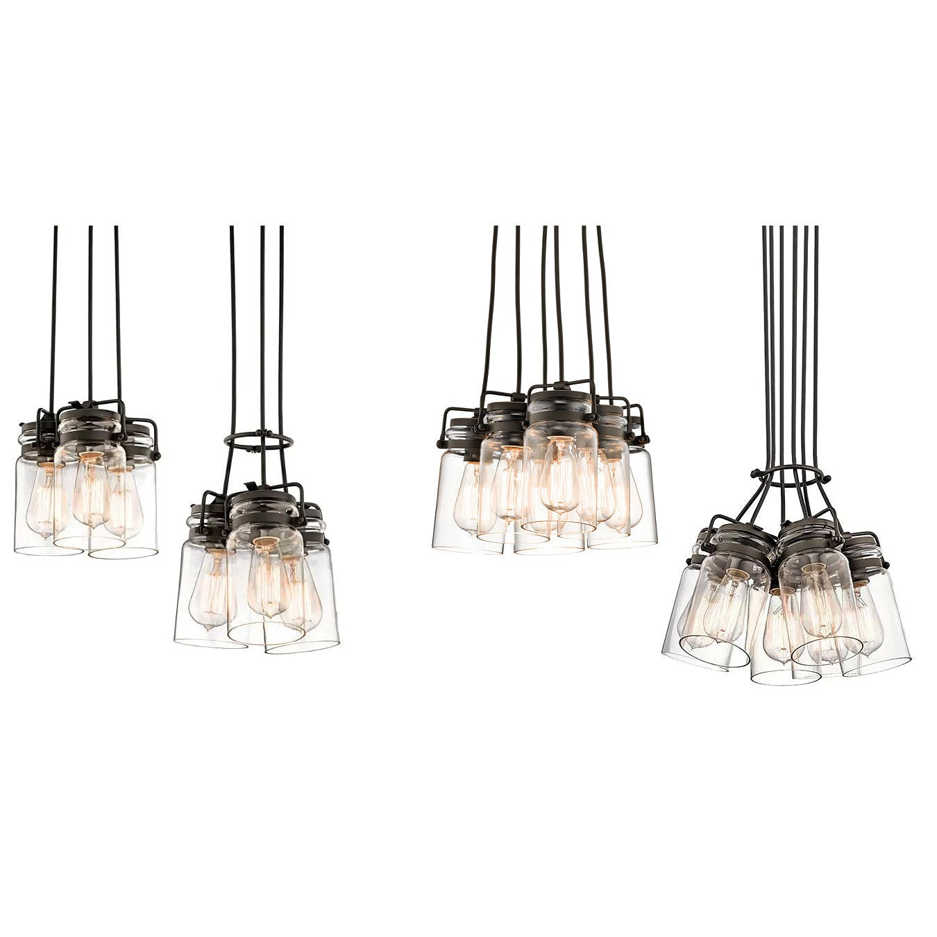 Lampa wisząca szklany klosz (stary brąz) do kuchni salonu 3xE27, Kichler (Brinley)