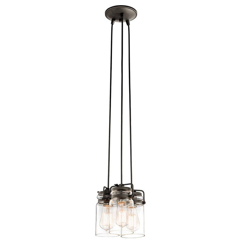 Lampa wisząca szklany klosz (stary brąz) do kuchni salonu 3xE27, Kichler (Brinley)