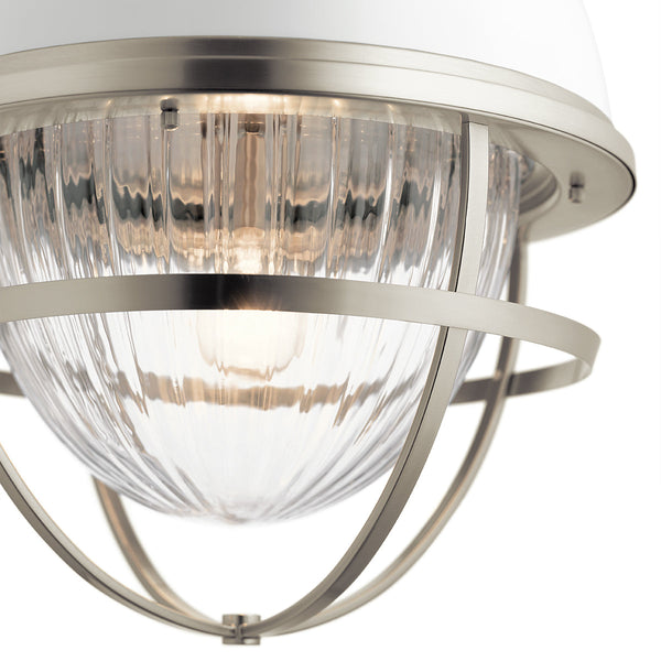 Lampa wisząca Tollis - 1 źródło światła - Białe/ Szczotkowany nikiel, Kichler - ePlafoniera.pl