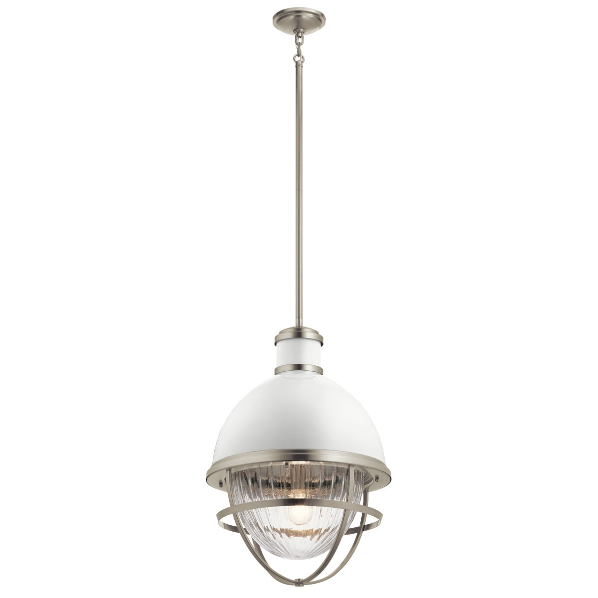 Lampa wisząca Tollis - 1 źródło światła - Białe/ Szczotkowany nikiel, Kichler Quintiesse - ePlafoniera