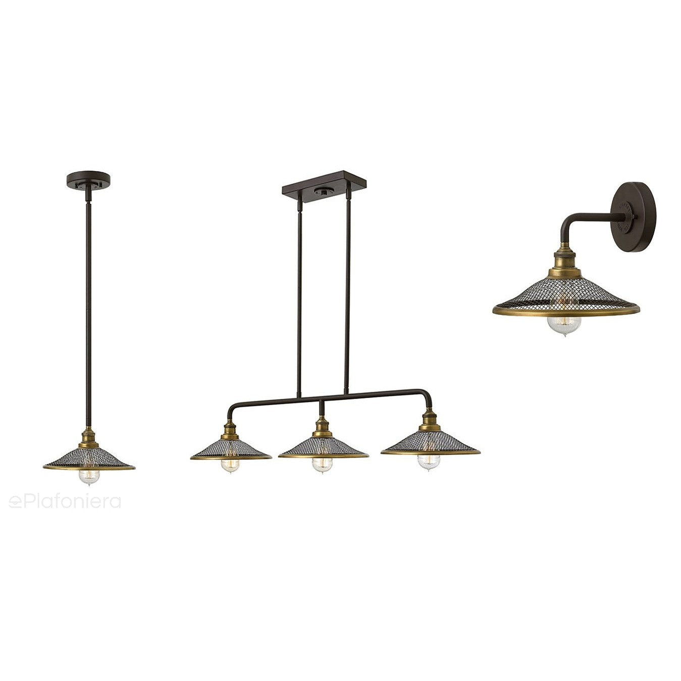 Lampa wisząca w stylu retro / loftowym Rigby z mosiądzem - Hinkley (25cm)