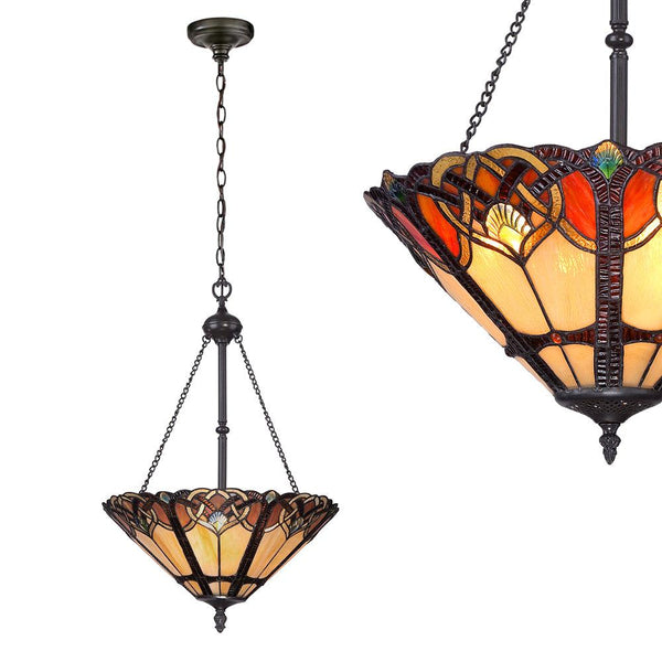 Lampa wisząca witrażowa Tiffany Cambridge, Quoizel