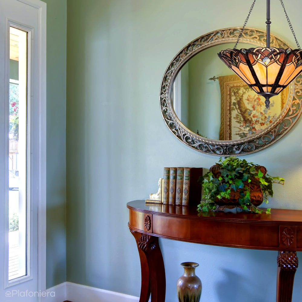 Lampa wisząca witrażowa Tiffany Cambridge, Quoizel