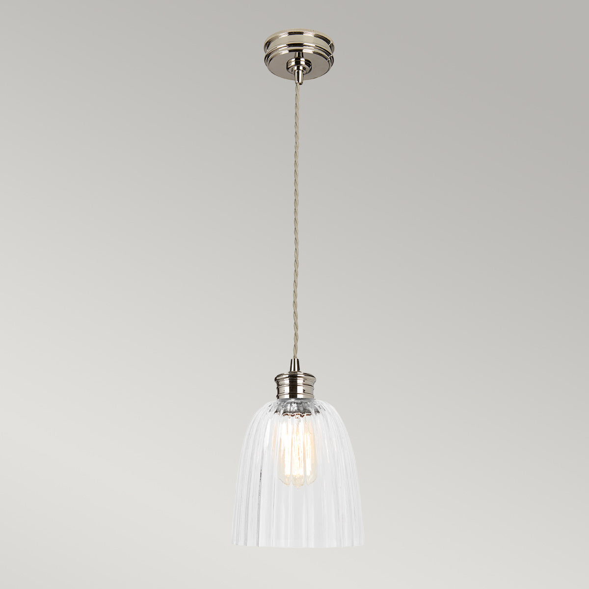 Lampa - wisząca żarówka (nikiel 1xE27) do sypialni salonu kuchni, Elstead (Douille)