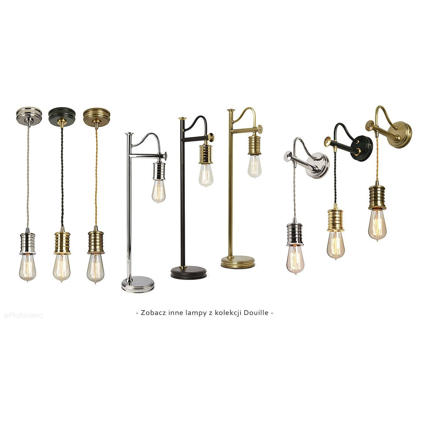 Lampa - wisząca żarówka (nikiel 1xE27) do sypialni salonu kuchni, Elstead (Douille)