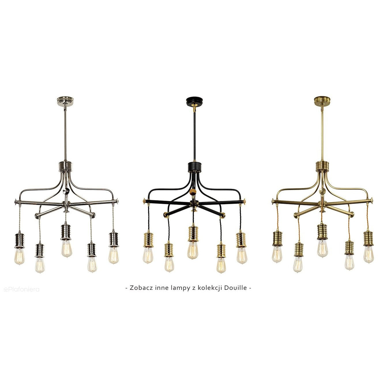 Lampa - wisząca żarówka (nikiel 1xE27) do sypialni salonu kuchni, Elstead (Douille)