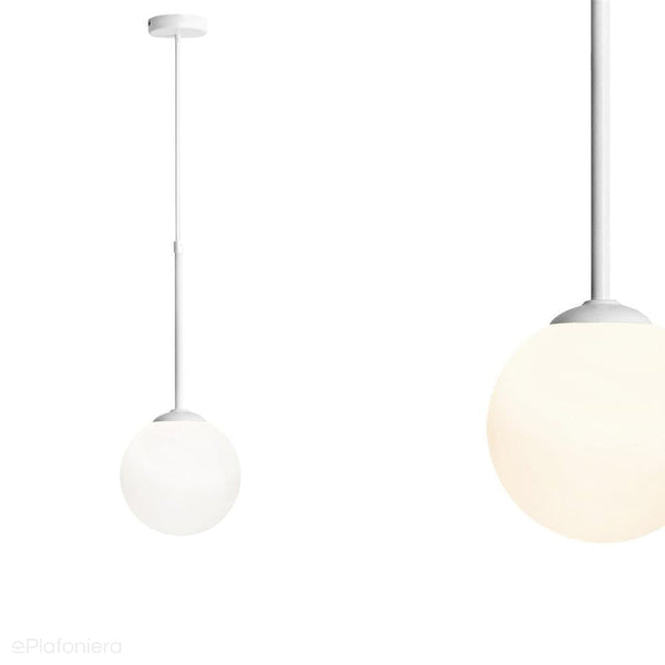 Lampa wisząca, zawiesie białe (14cm) jedna mleczna kula (E14) Aldex (Bosso) 1087XXS