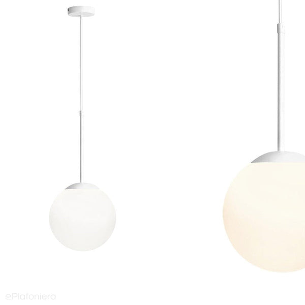 Lampa wisząca, zawiesie białe (20cm) jedna mleczna kula (E27) Aldex (Bosso) 1087XS