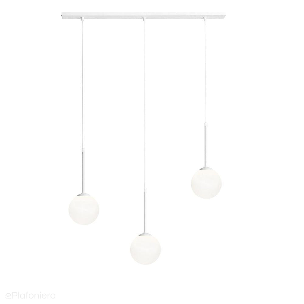 Lampa wisząca, zawiesie białe (3x14cm) trzy mleczne kule (3xE14) Aldex (Bosso) 1087E