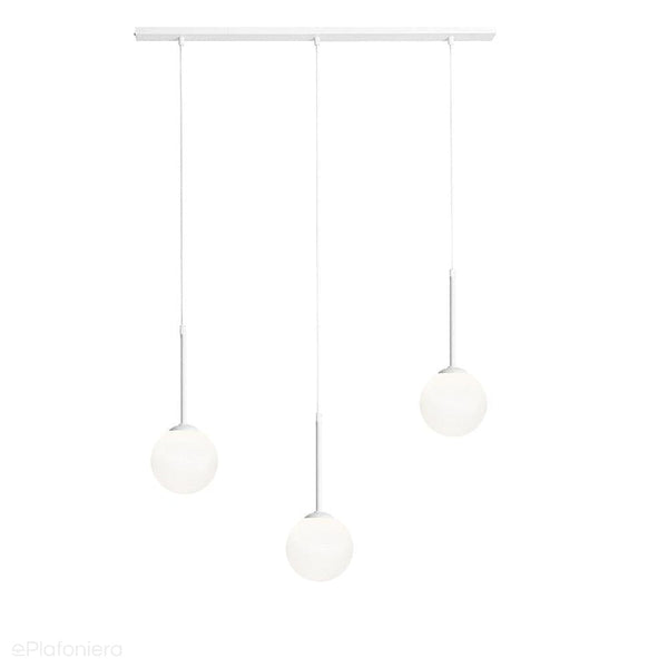 Lampa wisząca, zawiesie białe (3x14cm) trzy mleczne kule (3xE14) Aldex (Bosso) 1087E